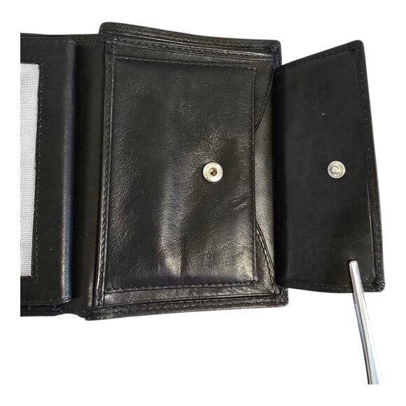 Brown Bear German Leather Wallet Bifold w/ Removable ID Holder in Black - Picture 8 of 13
